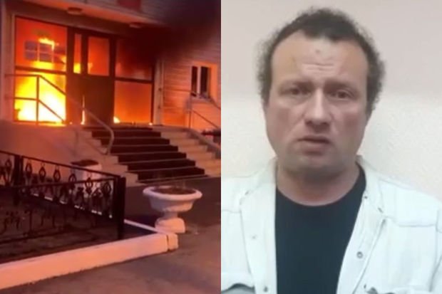Rusiyada hərbi komissarlığı yandıran şəxs saxlanılıb Rusiyada hərbi komissarlığı yandıran şəxs saxlanılıb
