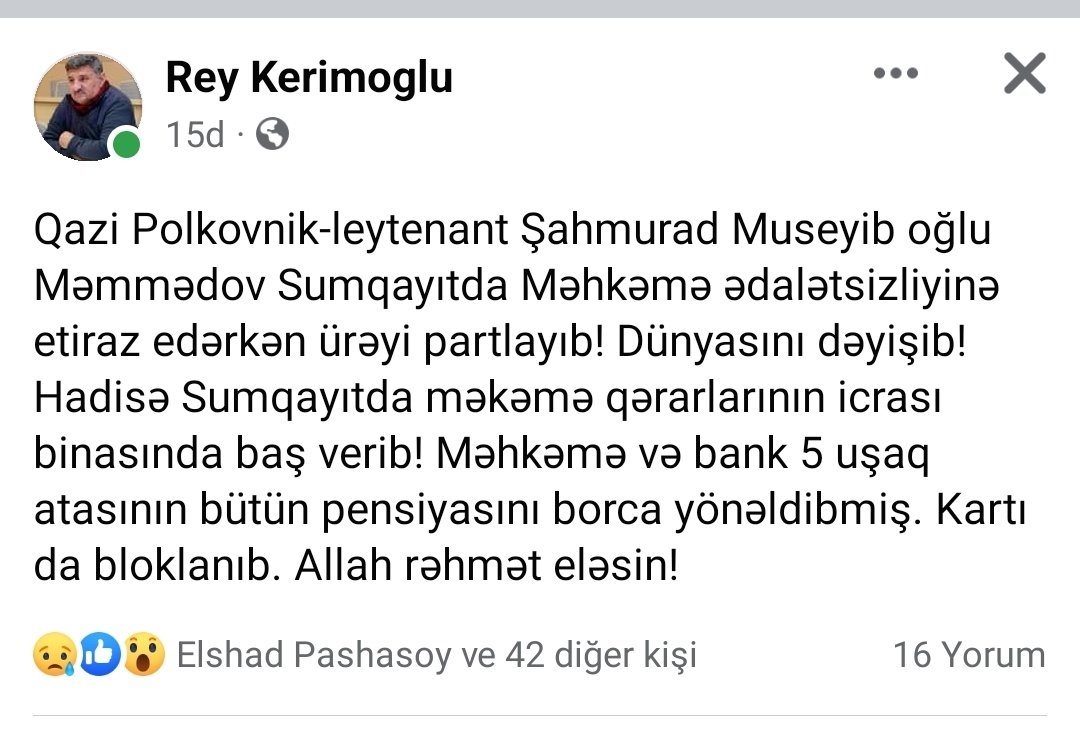 Polkovnik-leytenantın məhkəmədə ürəyi partlayıb öldü